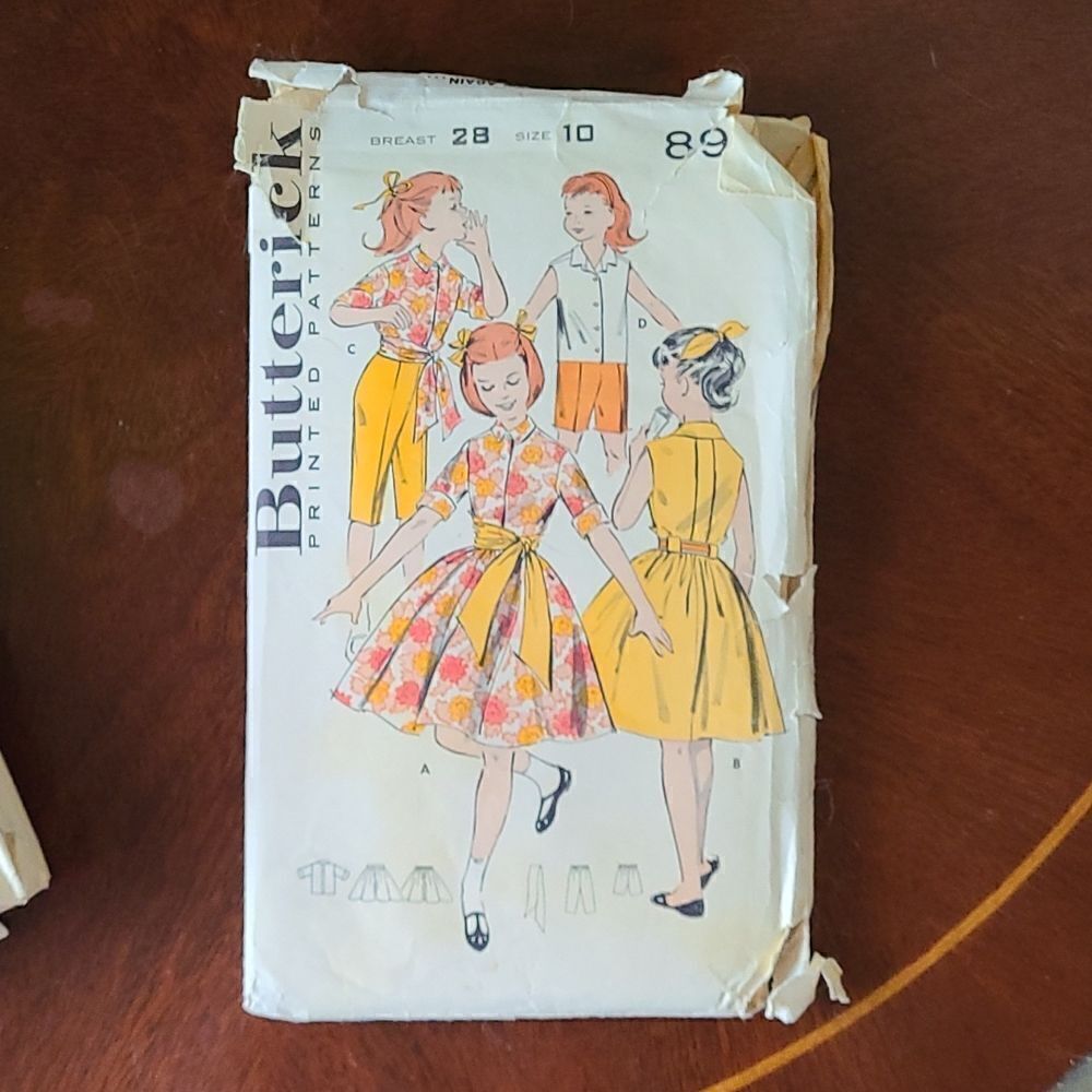 3/$15 Vintage 50s Butterick Top, Pants,Skirt Sewing Pattern 8959 girls 10  